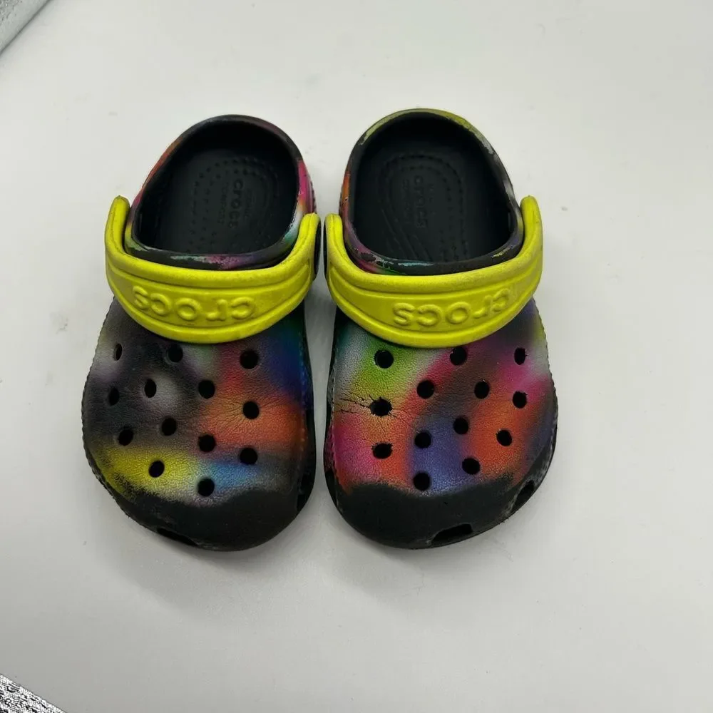 Crocs Kids Multicolor Slip-on Clogs with Yellow Strap
